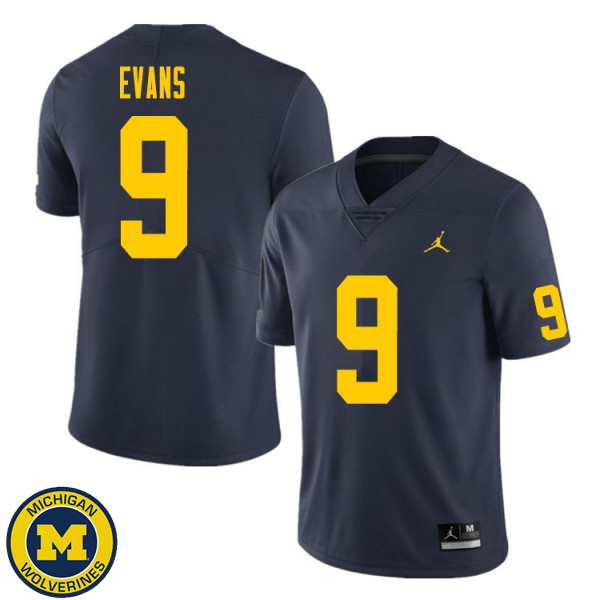 Men's Michigan Wolverines #9 Chris Evans Navy High School Jersey